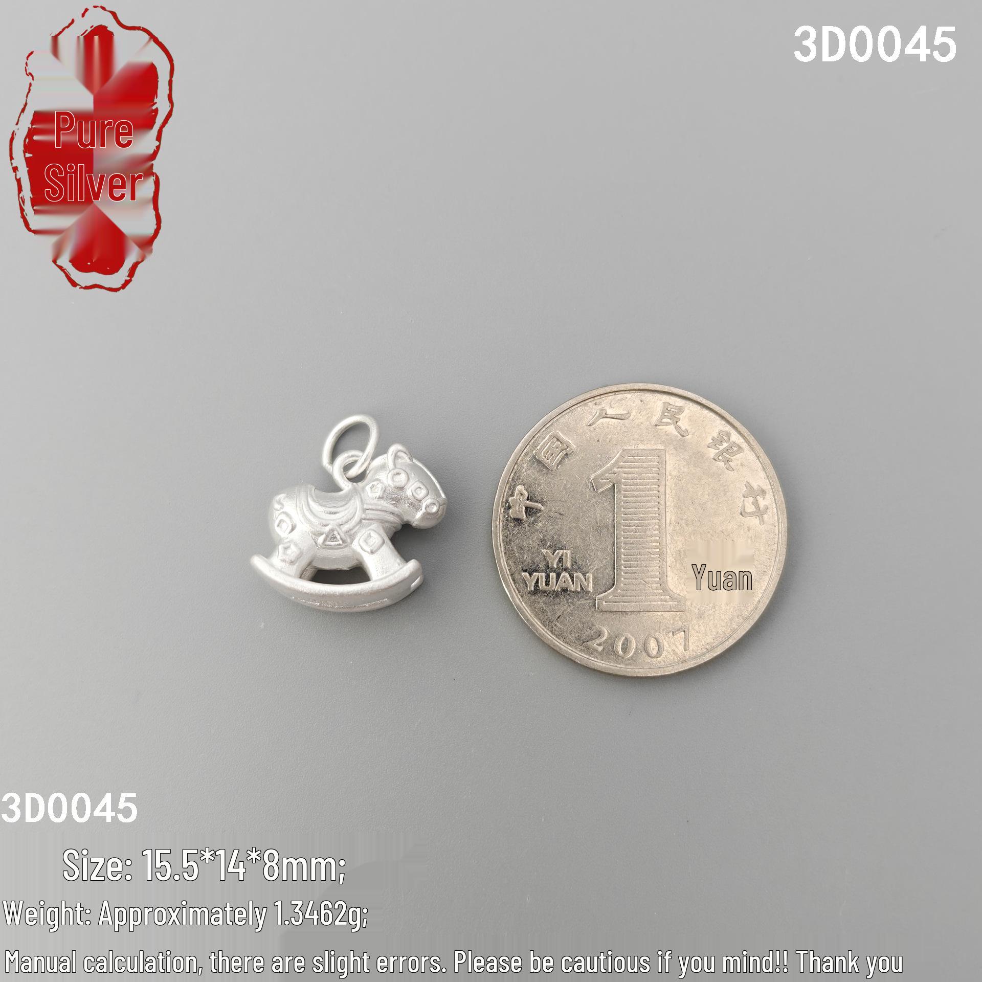 Sterling Silver Zodiac Rocking Horse Charm Pendant for DIY Jewelry and Bracelet Weaving Sterling Silver 999: One Price
