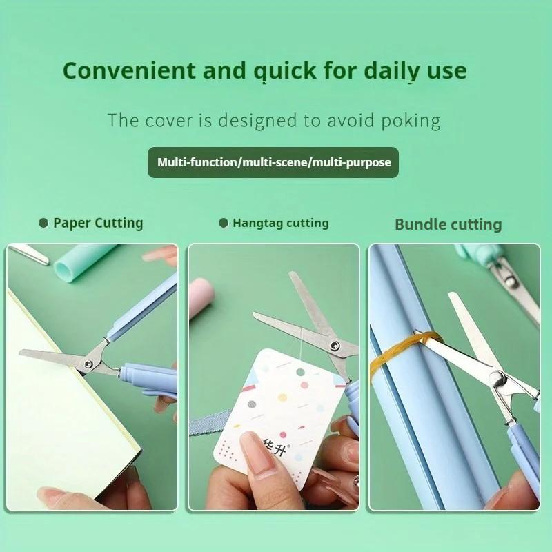 1pc Stainless Steel Mini Folding Scissors Portable Creative Pen-Style Design DIY Paper-Cutting Art Tool School Office Supplies