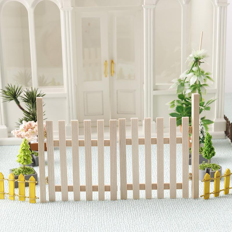 1Set Unpainted Rustic Fairy Garden Door 1/12 Scale Dollhouse Fence Mini Wooden Gate Wood Craft Scene Model Kids Pretend Play Toy