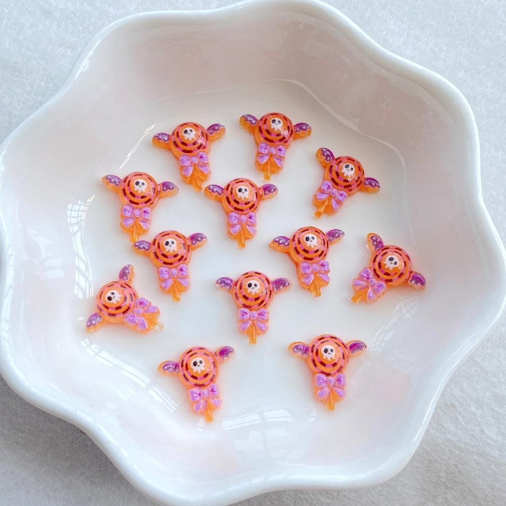 50Pcs Mini Cartoon Halloween Black Cat, Bat, Ghost, Skull Nail Art Resin Charms DIY Craft For Nail 3D Decorations Jewelry