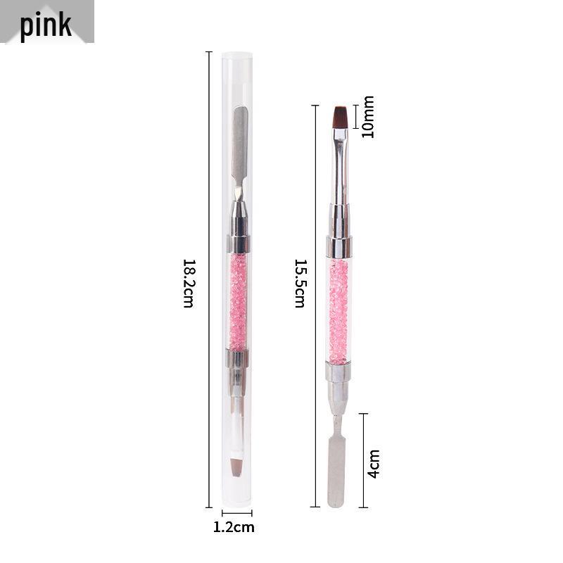 Dual-Head Nail Art Brush & Diamond Liner Pen - Multi-functional Tool for Painting & Glue Mixing. розовый