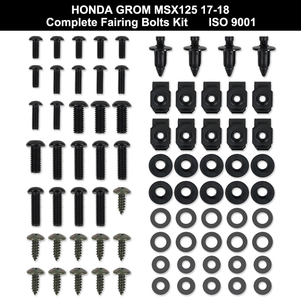 Fit For HONDA GROM MSX125 2017 2018 Motorcycle Complete Full Fairing Bolts Kit Speed Nuts Fairing Clips Screws Stainless Steel