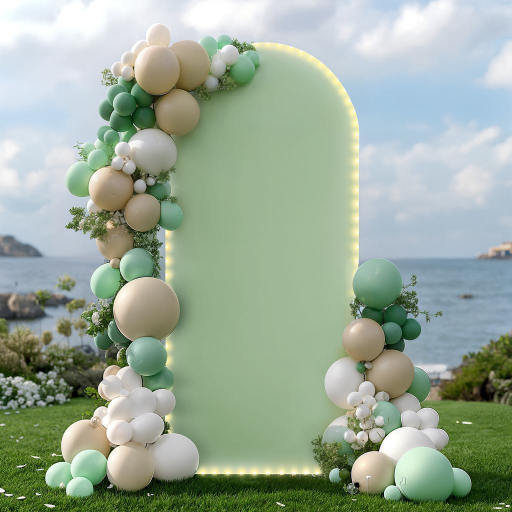 Wedding Arch Cover Pink Spandex with Lights U Top Backdrop Stand for Photographic Background Birthday Party Decoration