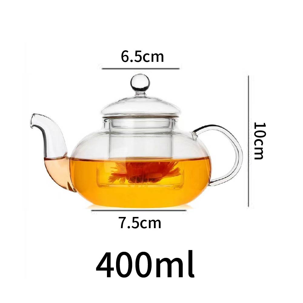 400ml/1000ml Filterable Heat-resistant Thickened Glass Teapot High Borosilicate Glass Flower Tea Pot Heatable Glass Tea Set