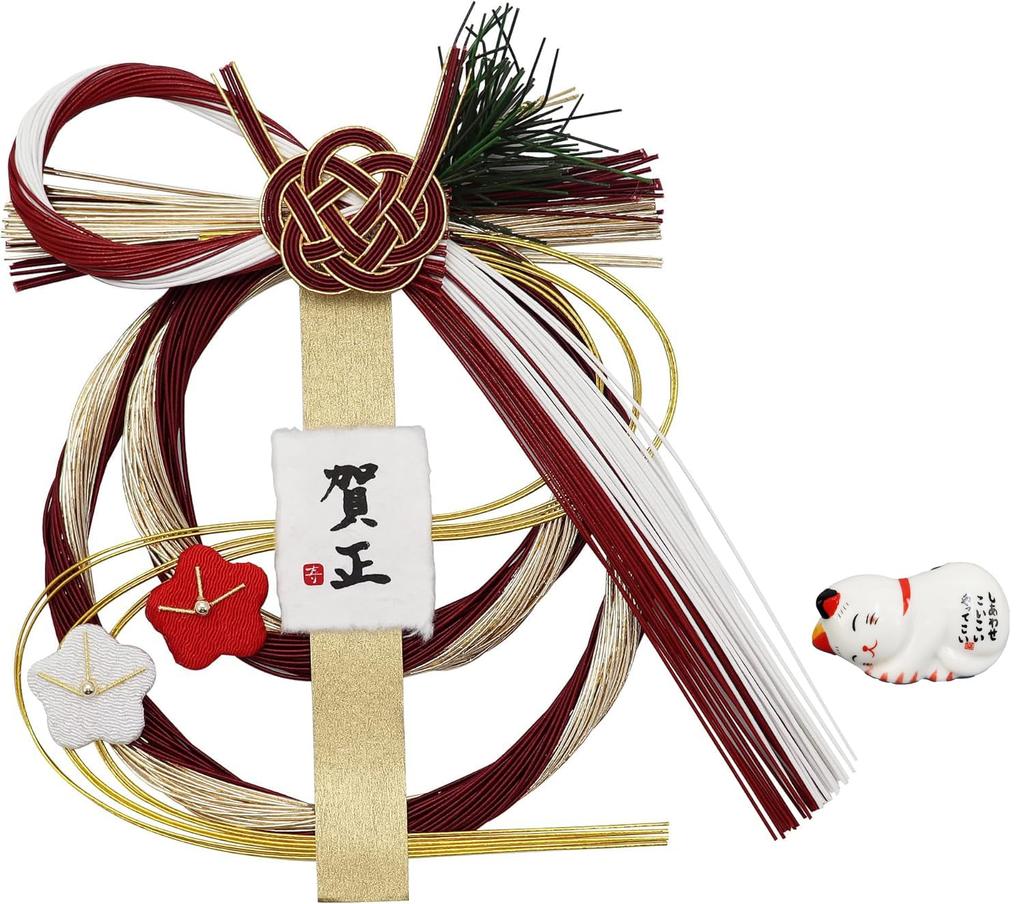 Osaka Choseido New Decoration for the Shimenawa Modern and Stylish Shimekazari Wreath with Approximately 24cm Chestnut and Plum Includes Bonus