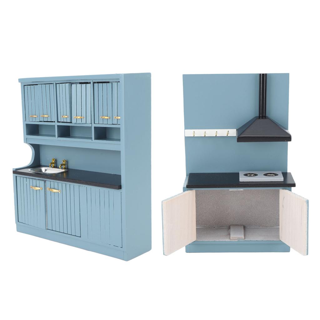 Kit Mobilier Bucătărie Casă de Păpuși Inovativ Făcut Manual 1:Set Mobilier Casă de Păpuși din Lemn la Scara 12