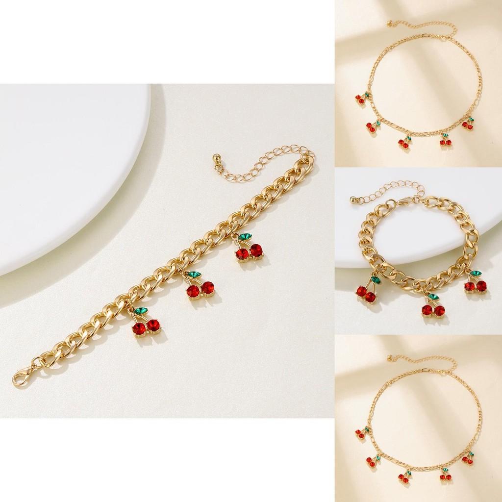 Design Cherry Elegant Pendant Necklace And Bracelet Set With Modern Alluring Alloy Finish
