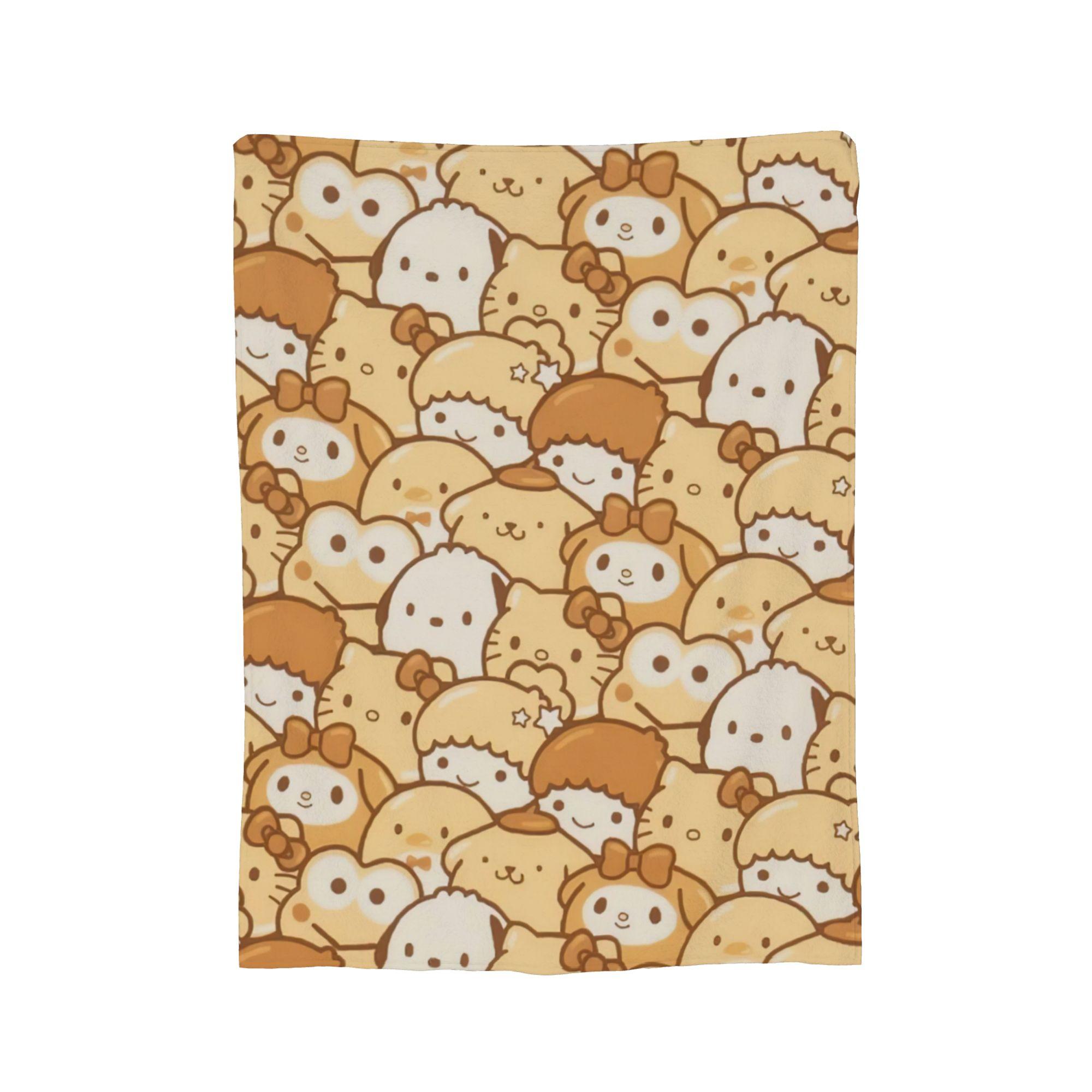 

Pom Pom Purin Pudding Fleece Throw Blanket Blankets for Bedding Travel Lightweight Bed Rug, 75x90cm