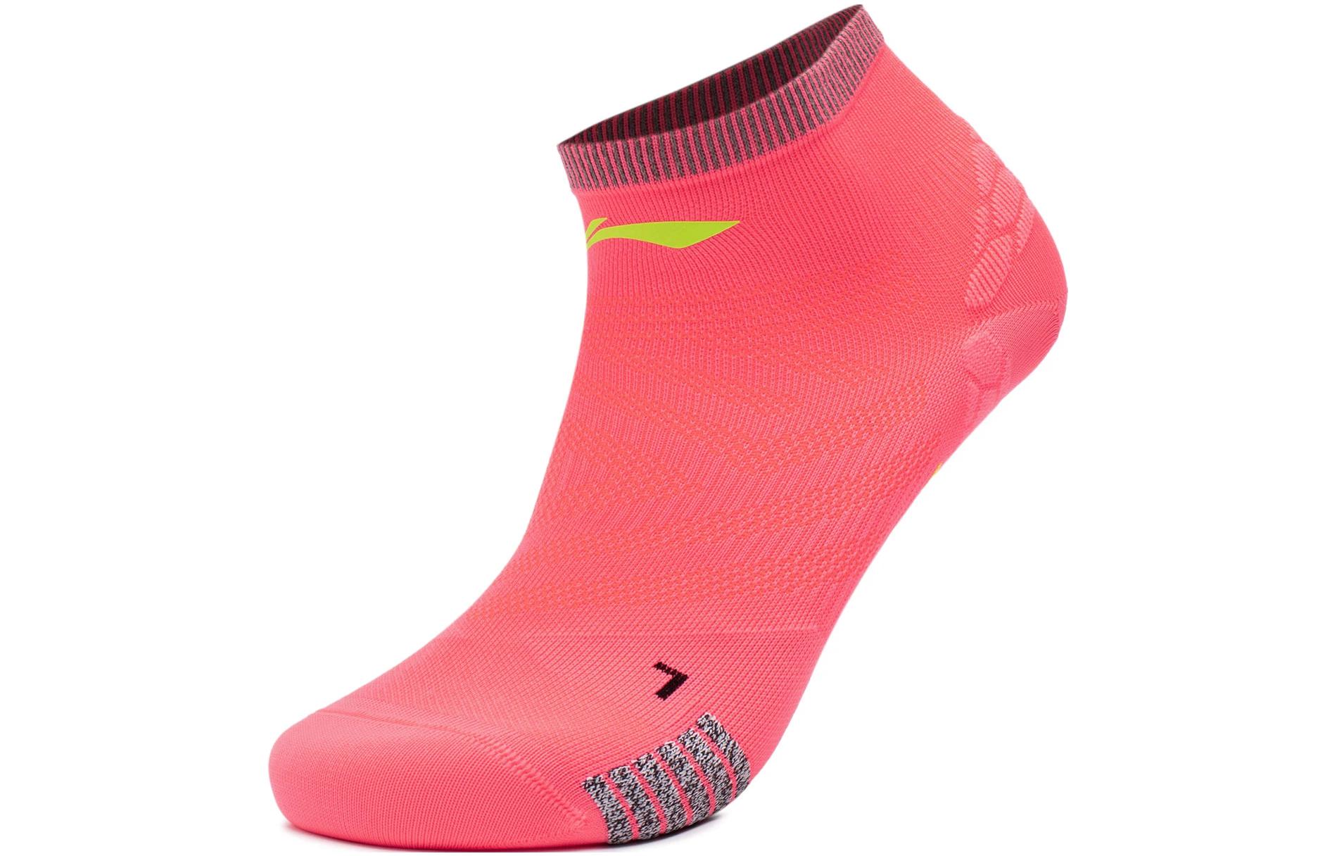 Li Ning Ankle Socks Unisex 1 Pack Fluorescent Begonia Red AWST101-2 L