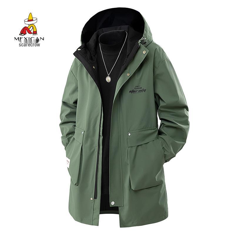 Herren Mittellanger Kapuzen-Vogelscheuchen-Trenchcoat - Trendig, Locker Übergröße für Frühling & Herbst