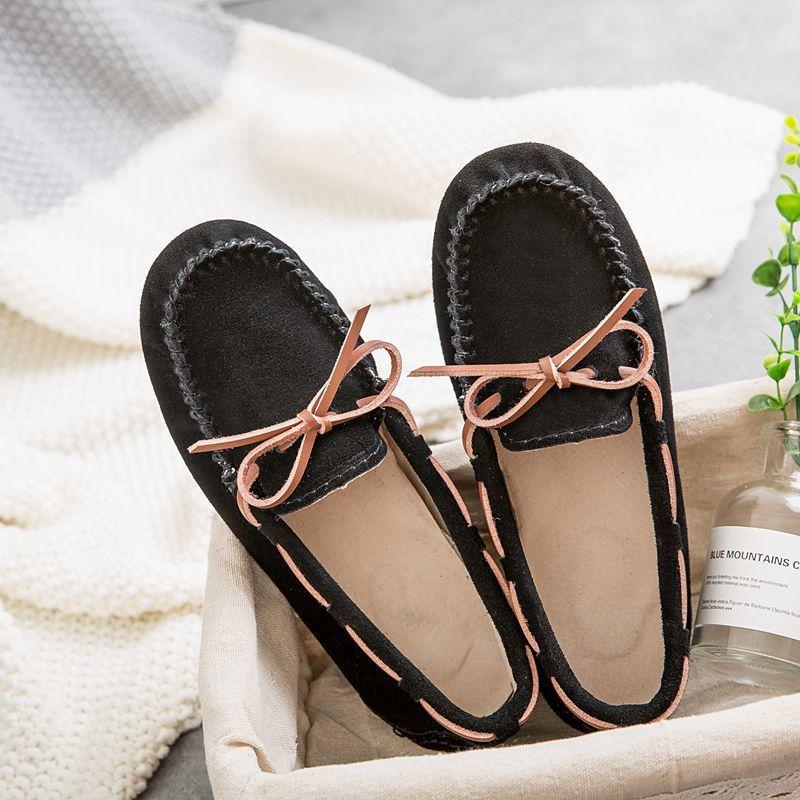 Doudou Shoes Women's New Spring and Autumn Single Shoes Leather Soft Sole Summer Casual Non-slip Pregnant Women Mother Flat Shoes
