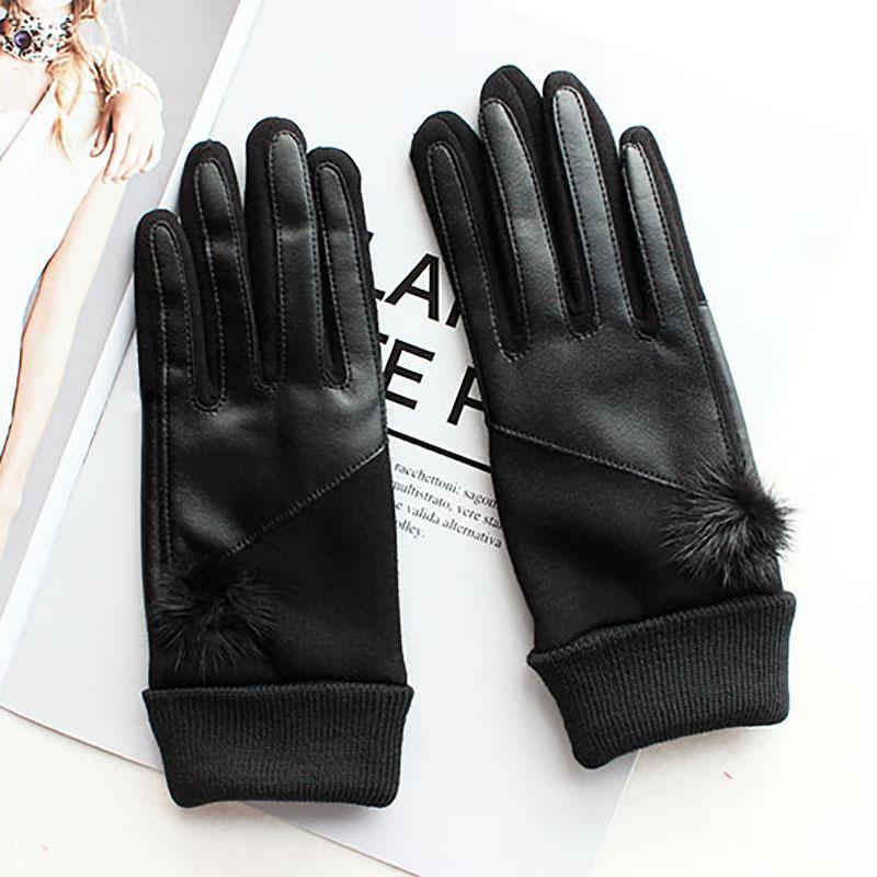 Winter Warm Cotton Knitted Driving Gloves Women's Fashion Touch Screen New Threaded Sleeves Windproof and Cold-Proof Finger