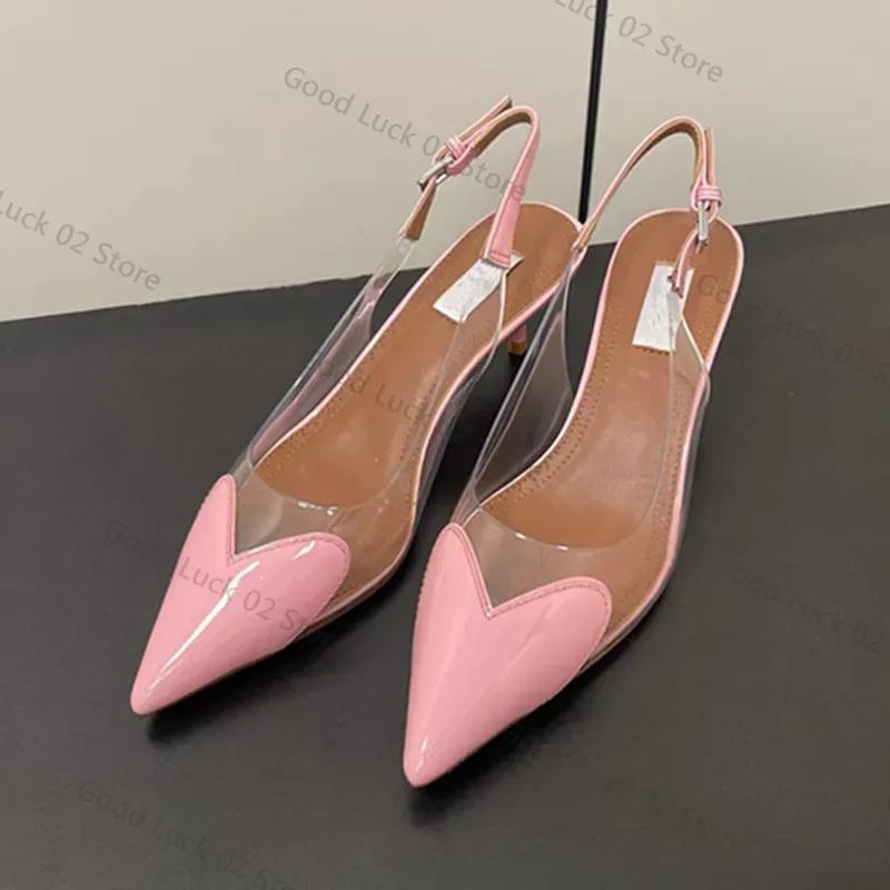 Fashion New Summer 2025 Patent Leather Nude Color Thin Heel Pointed High-heeled Sandals, Transparent Open Toed Sexy Women's Slippers