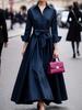 Charming Solid Color New Women's Fashion Elegant Casual Long Sleeve Crew Neck Dress