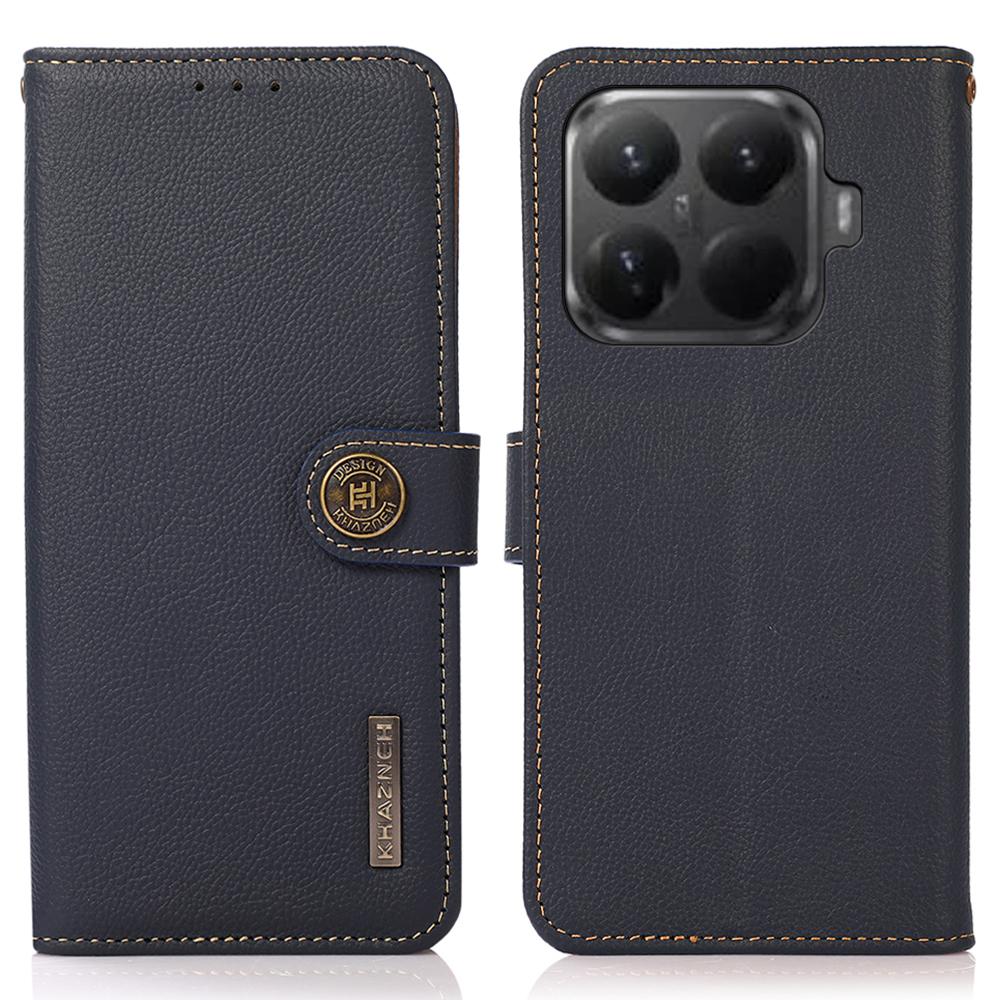 KHAZNEH for Xiaomi 15T Pro Case Genuine Cow Leather RFID Blocking Wallet Phone Cover