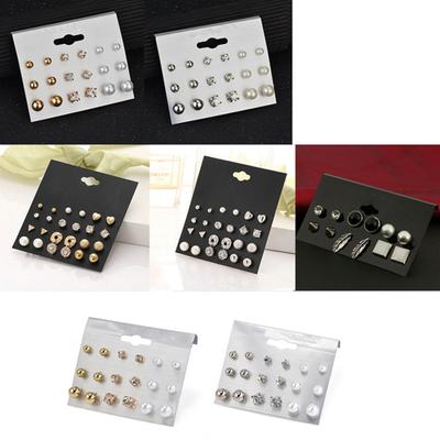 6/9/12Pairs Women's Rhinestone Faux Pearl Ear Studs Earrings Set Gift