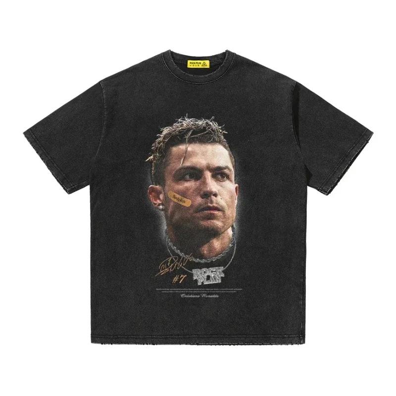 2025 CRISTIANO RONALDO Classics Football Superstar 7super Fashion Print Short Sleeve T-shirt Men Distress American Tshirt