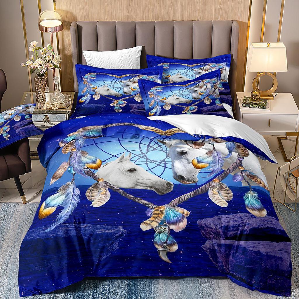 3D Digital Printing Abrasive Bedding Feather Three-Piece Set
