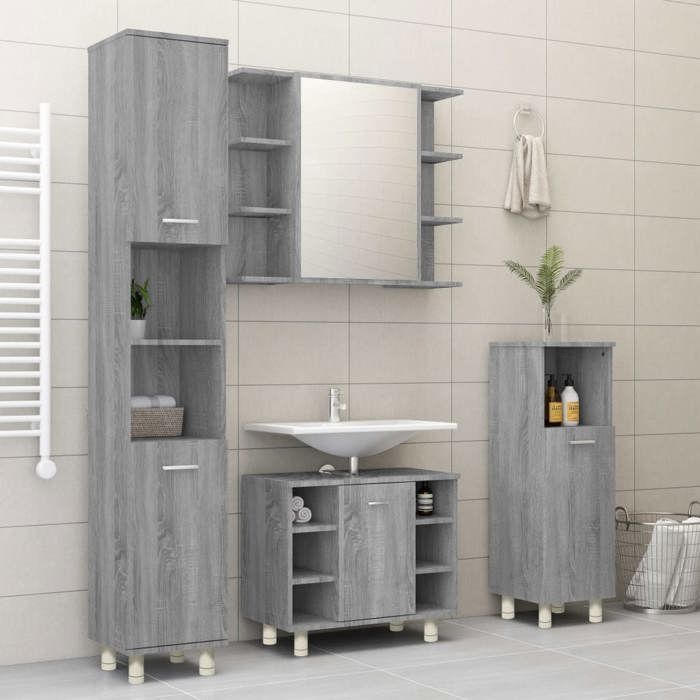 VidaXL Armoire de bain Sonoma gris 30x30x95 cm Bois d'ingénierie 815607
