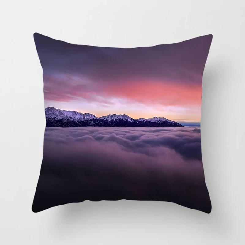 Landscape Water Reflection Mountain Fog Print Living Room Sofa Car Cushion Cover Luxury Home Decoration Pillow Cover
