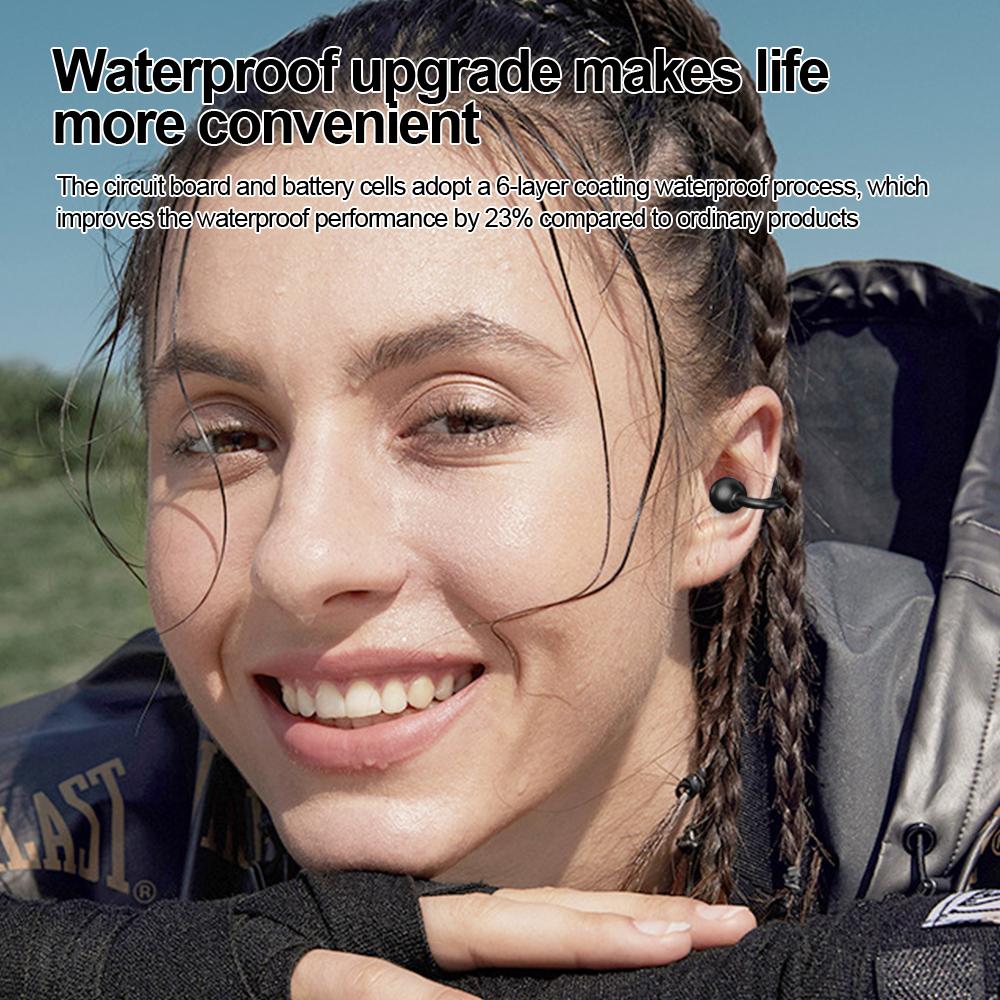 Wireless Bluetooth 5.4 Earphones Ear Clip On Headphones Waterproof Sport Headsets Noise Reduction HiFi Stereo Earbuds for Smart Phones