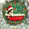 Vintage Christmas Cat Santa Hat Iron Tin Wall Art Metal Plaque Home Decor Gift
