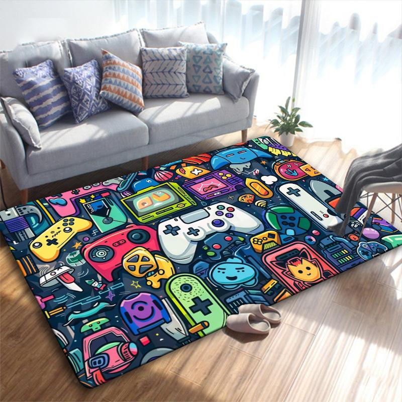 Gamepad Teppich für Wohnzimmer Schlafzimmer Zuhause Sofadekoration, Kinder spielen Rutschfeste Bodenmatte