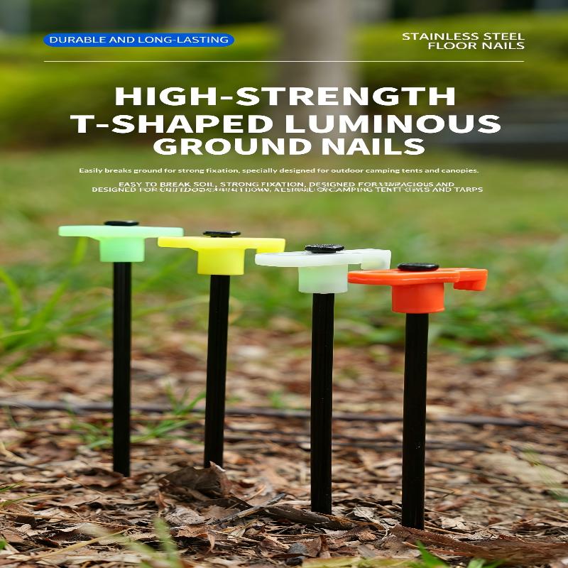 Fluorescent Outdoor Tent Peg 25cm Glow Camping Stakes Heavy Duty Ground Nails for Shelter Hiking Secure Fastening 10pcs