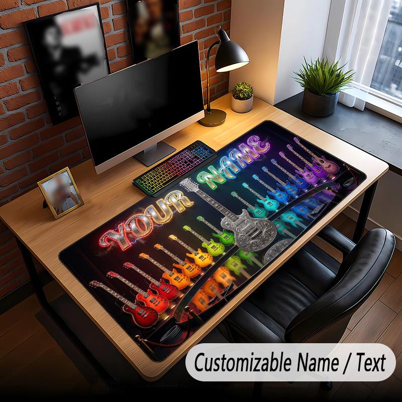 Music Guitar Theme Custom Mouse Pad Personalized With Name Text Customized Desk Mat For Office Home Decor