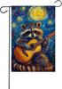 12x18 Inch Burlap Garden Ag - Oil Painting Style Guitar Playing Raccoon Yard Ag, for Outdoor Yard, Patio, and Garden Dec PPZ