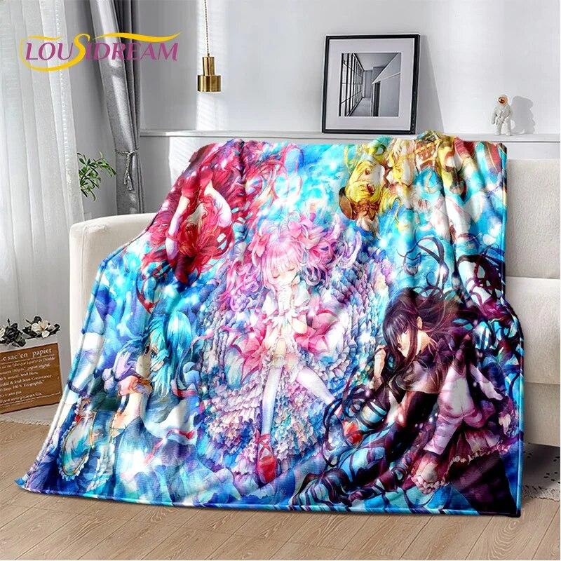 3D süße Puella Magi Madoka Magica Cartoon-Decke, weiche Überwurfdecke für Zuhause, Schlafzimmer, Bett, Sofa, Picknick, Reise, Decke für Kinder