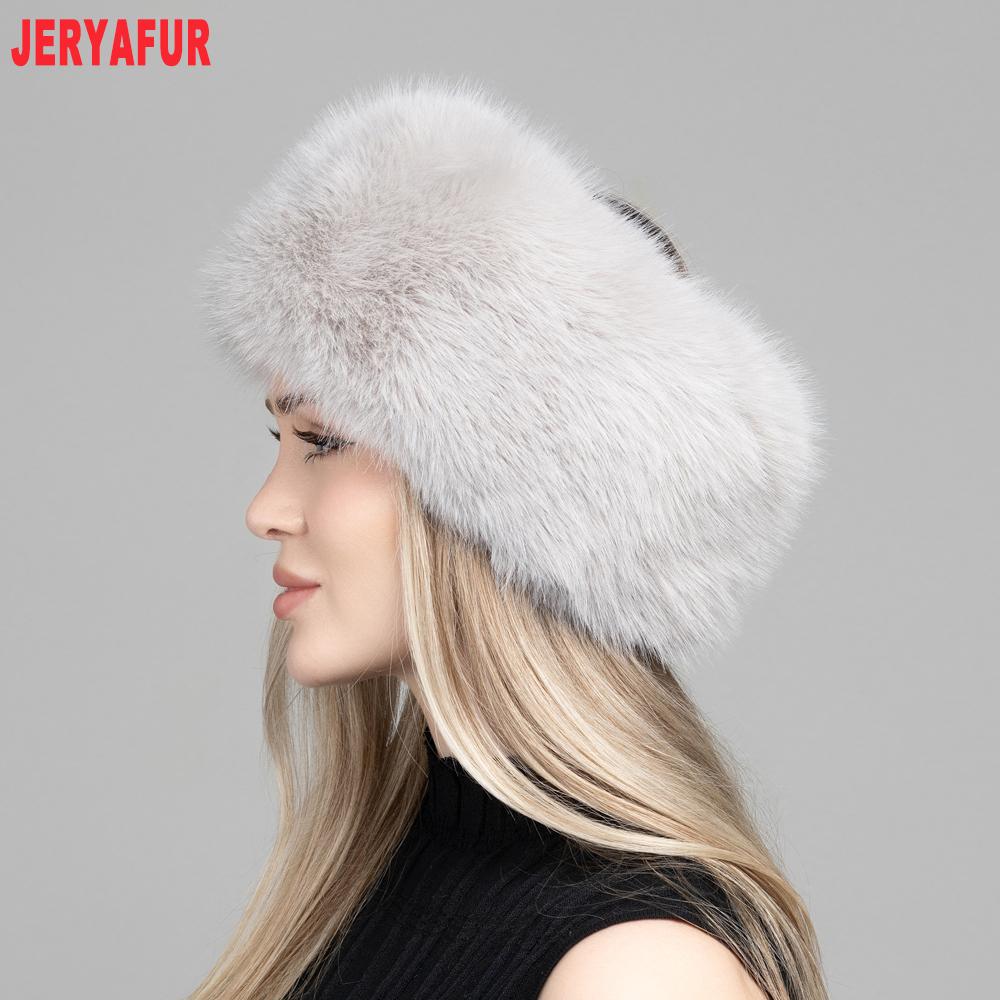 JERYAFUR Women Faux Fur Winter Hat, Thick Fluffy Grey Plush Warm Fashion Ladies Cap for Cold Winter Outdoor