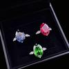 Jewelry Imitation Coconut Round Ruby Emerald Ring Women'S Fashion Green High Carbon Diamond Open Ring