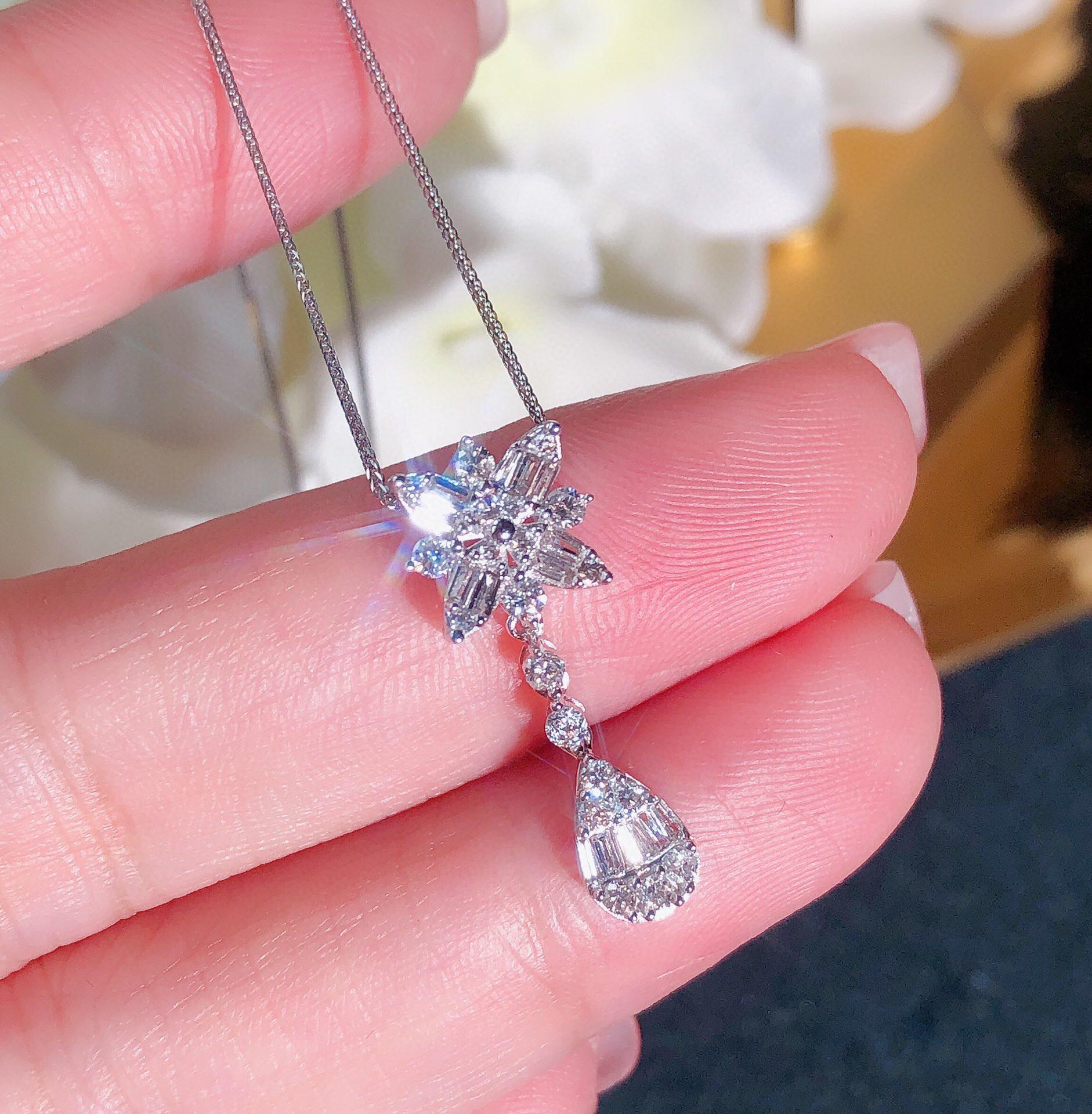 

Блестящий циркон белый роскошный цветок капля воды ожерелье серьги с цепочкой 45 см подарок для женщины серьги для выпускного вечера набор