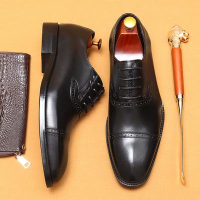 Luxury Dress Shoes Men's Genuine Leather Italian Wingtip Oxfords Brogue Business Wedding Formal Shoes For Men