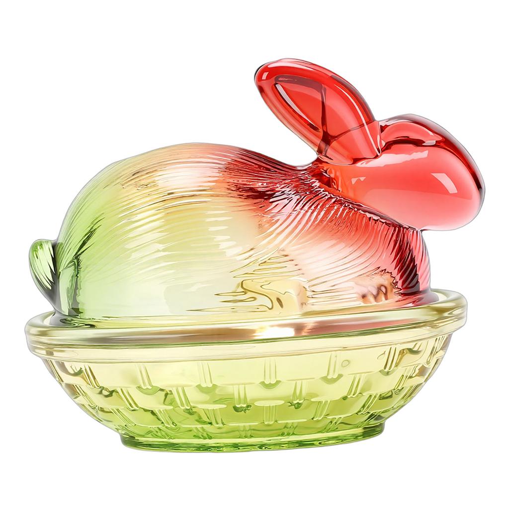 Candy Dish Bunny Shape Glass Decorative Candy Bowl with Lid for Dried Fruits Snacks Coffee Beans