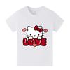 2026 Summer Hello Kitty Love Print Kids Tshirt Girls Short Sleeve Cotton Tee Casual Cute Tops for Toddler Children Daily Wear