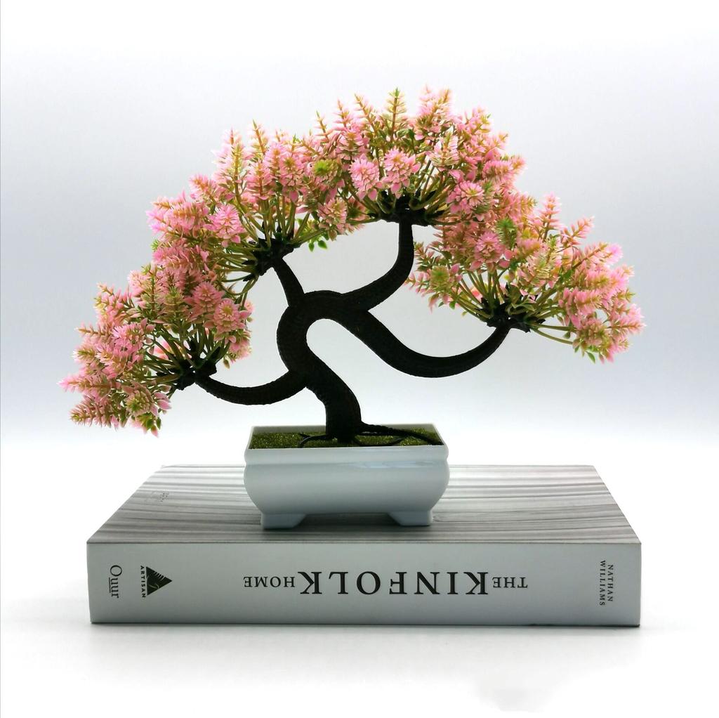 Hot Selling Artificial Flowers Bonsai Green Pot Guest-Greeting Pine Bonsai Simulation Potted Plant Ornament for Home Decor