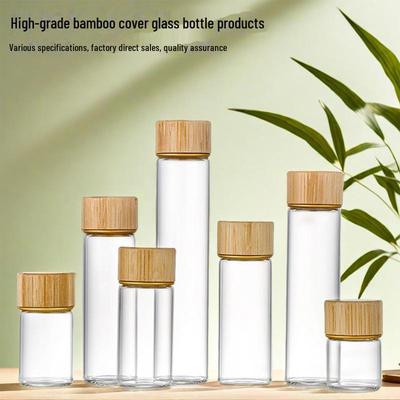 Borosilikatflasche mit Bambusdeckel für Gesundheitsprodukte (1g/2g) – 22mm Schraubmündung, geeignet für Dendrobium/Gefriergetrocknetes Pulver und Lösungsmittel.