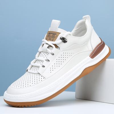 Men's Shoes  Spring New Leather Breathable Sports Casual Hole Shoes Trendy Versatile Men's Hollow Leather Shoes Men
