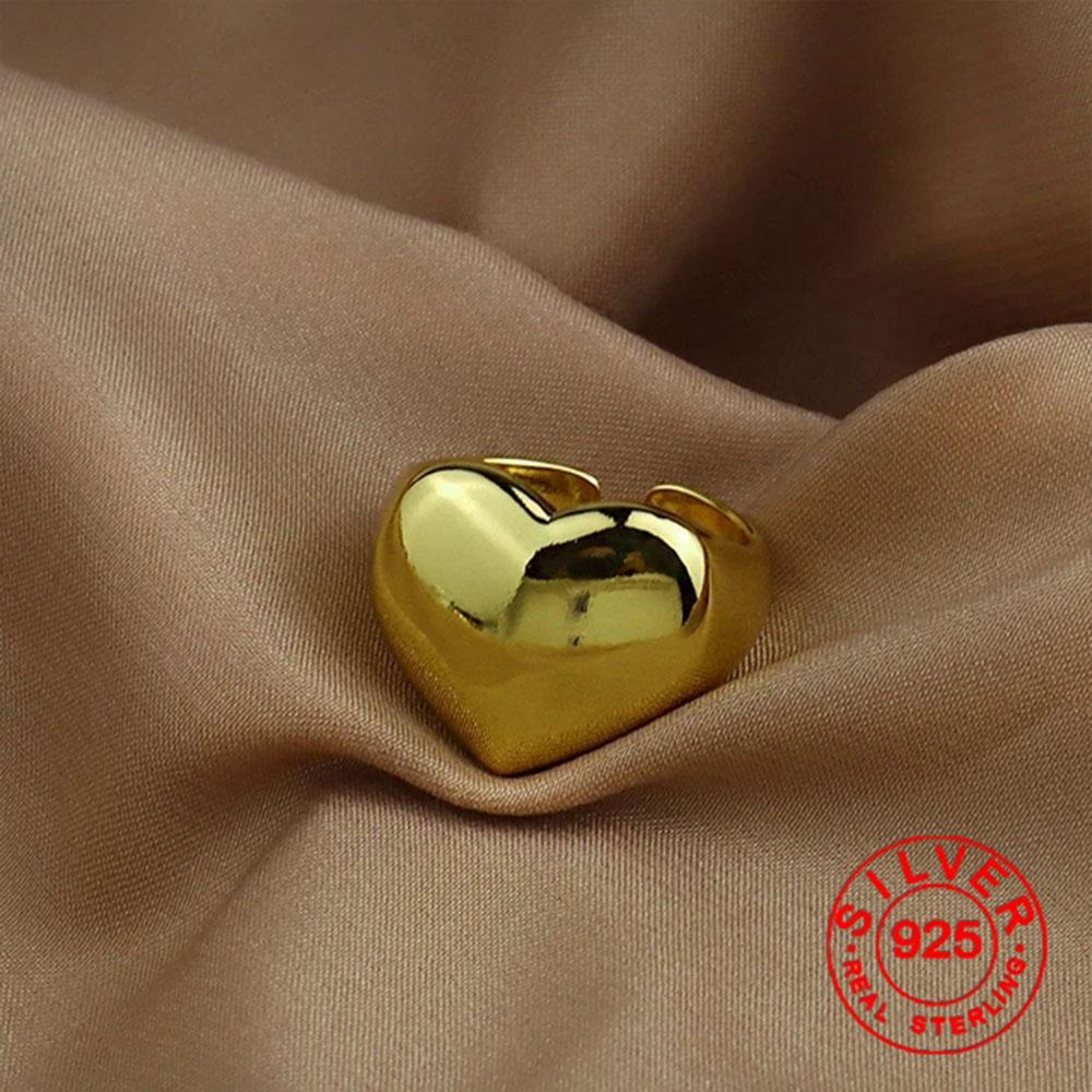 BF CLUB Silver Color Rings for Women Fashion Geometric Handmade Irregular Gold Heart Ring Party Christmas Gift