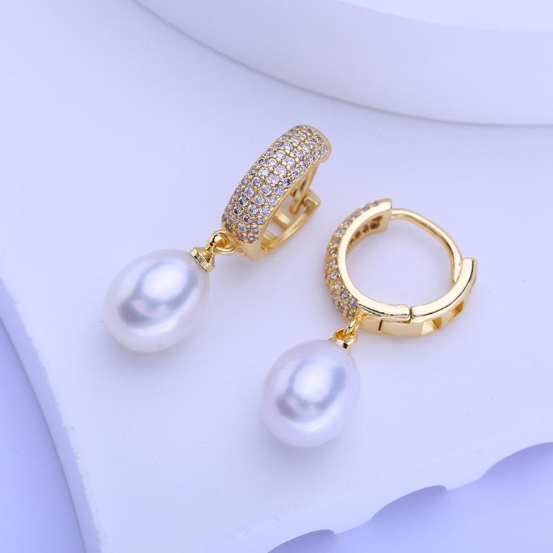 

FEEYOO серьги с натуральным пресноводным жемчугом для женщин и девочек, модные серьги-кольца золотого цвета, свадебные украшения для помолвки золотой