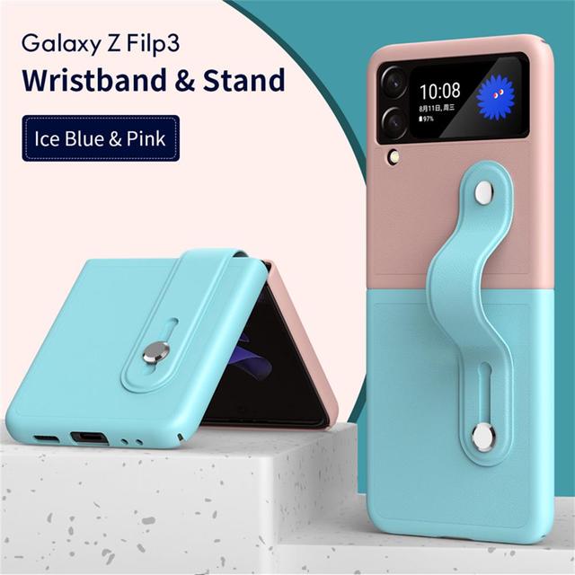 Für Samsung Galaxy Z Flip 3 4 Hülle Luxus Leder Einziehbare Handschlaufe Klappbare Stoßfeste Hülle Für Samsung Zflip4 Flip3 Hülle