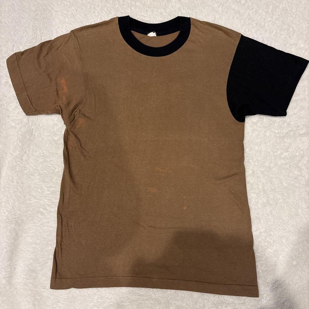 [USED] Rare and Rare 80s Brown-black Two-tone T-shirt Made In the USA, Single Stitched
