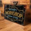 Vintage Metal Sign Custom Name Text Logo Personalized Retro Wall Decor Workshop Garage Man Cave Studio