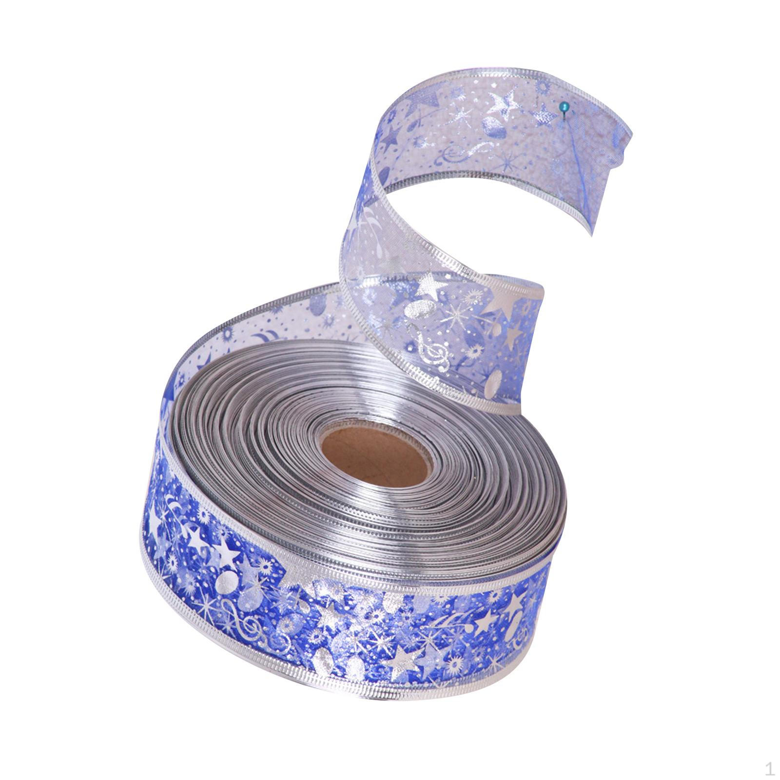 

Рождественская декоративная лента длиной 100 ярдов, шириной 5 см, с проволочным краем, праздничная подарочная упаковка Blue Style A