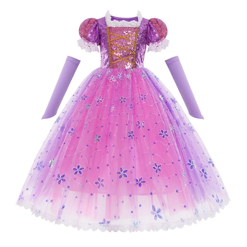 Vestido de Role Play Fofo Pequena Sophia Vestido de Baile Sofia Fantasia Vestido Comprimento Chá Bufante Vestido de Festa de Aniversário Como uma Princesa Estagiária