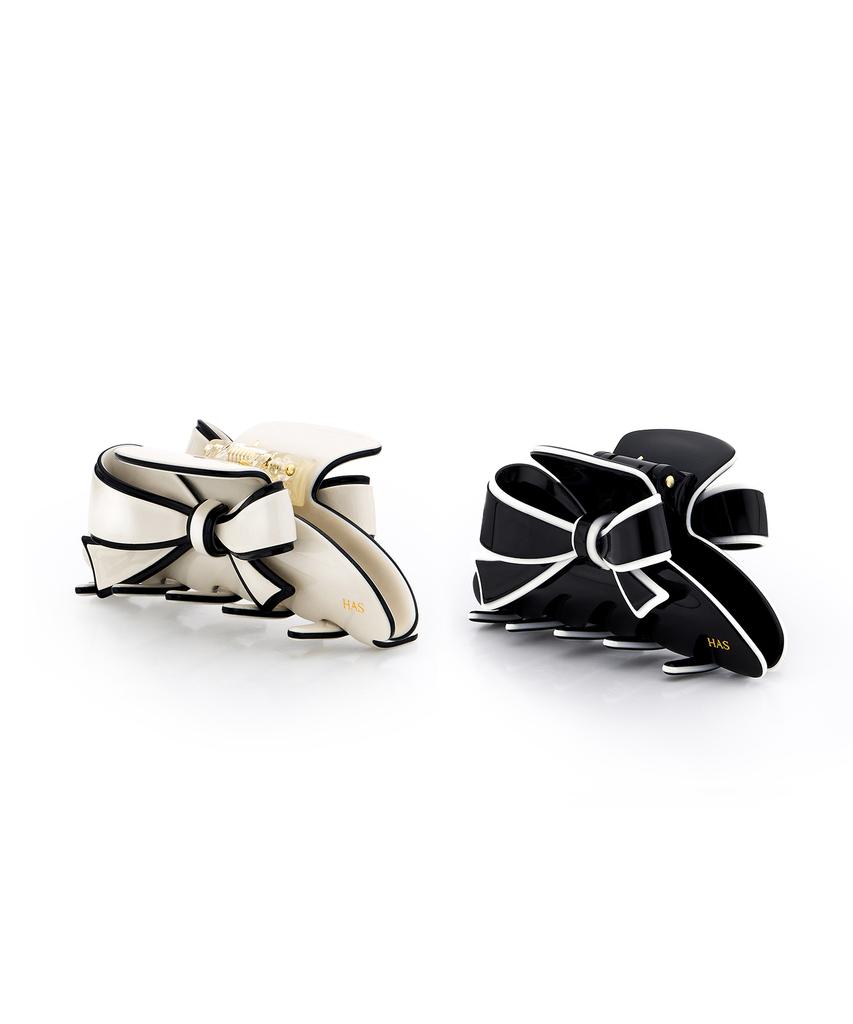 Has En011 Double Color Edge Ribbon Hair Clip (2Colors)