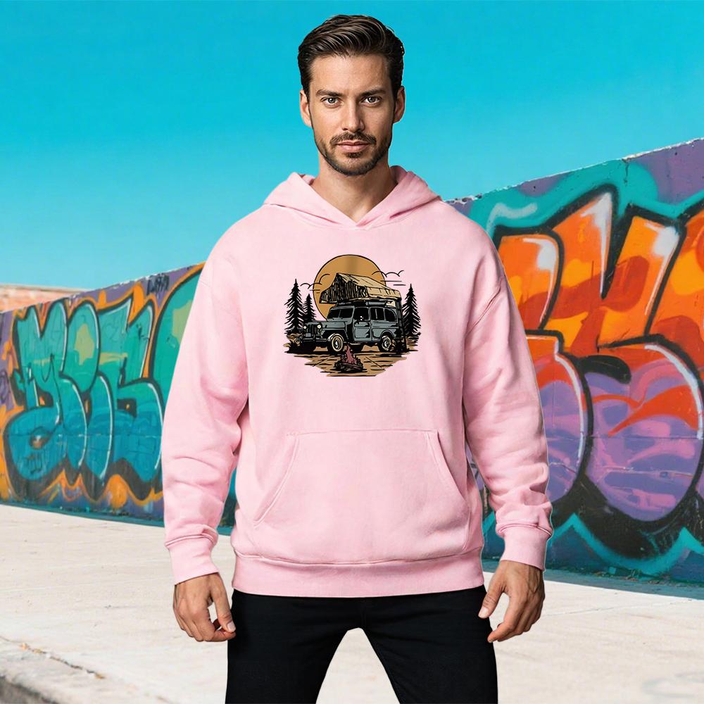 2025 New Hot-selling Men's Autumn and Winter Car Printing Sweatshirt Sweater Versatile Sports and Leisure Loose Hoodies Sweater