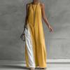 Spring New Women's Clothing, European and American, Fashionable and Elegant Color Contrasting Neck Sleeveless Dress